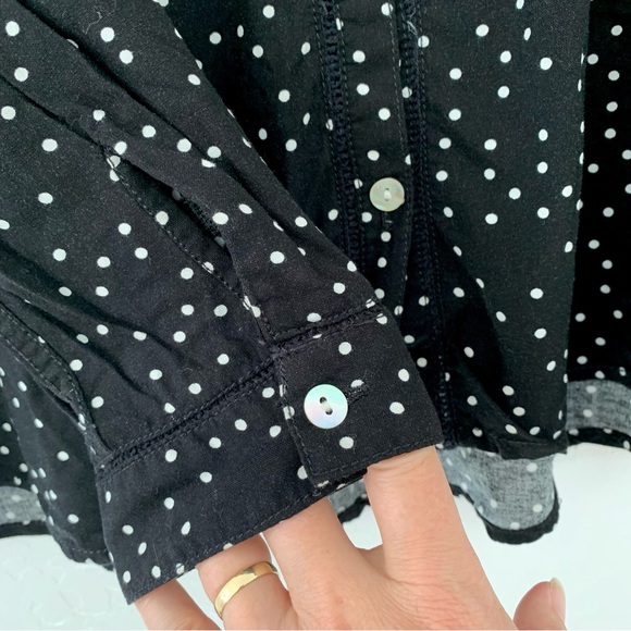 Roxy Urban Earth Long Sleeve Button Up Shirt in Black & White Polkadot - Picture 9 of 14